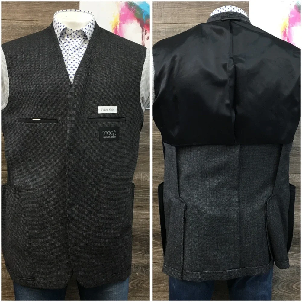 CALVIN KLEIN Mens Blazer Sport Coat Casual Jacket Size 44L‎ Two Button Wool Suit